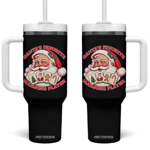 Funny Christmas Mahjong Tumbler With Handle Santa's Favorite Player Holiday Gift