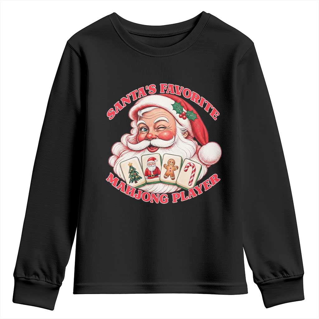 Funny Christmas Mahjong Youth Sweatshirt Santa's Favorite Player Holiday Gift