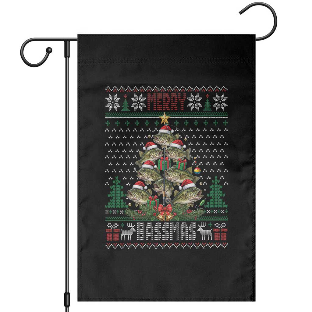 Funny Bass Fishing Christmas Garden Flag Merry Bassmas Tree Holiday Gift