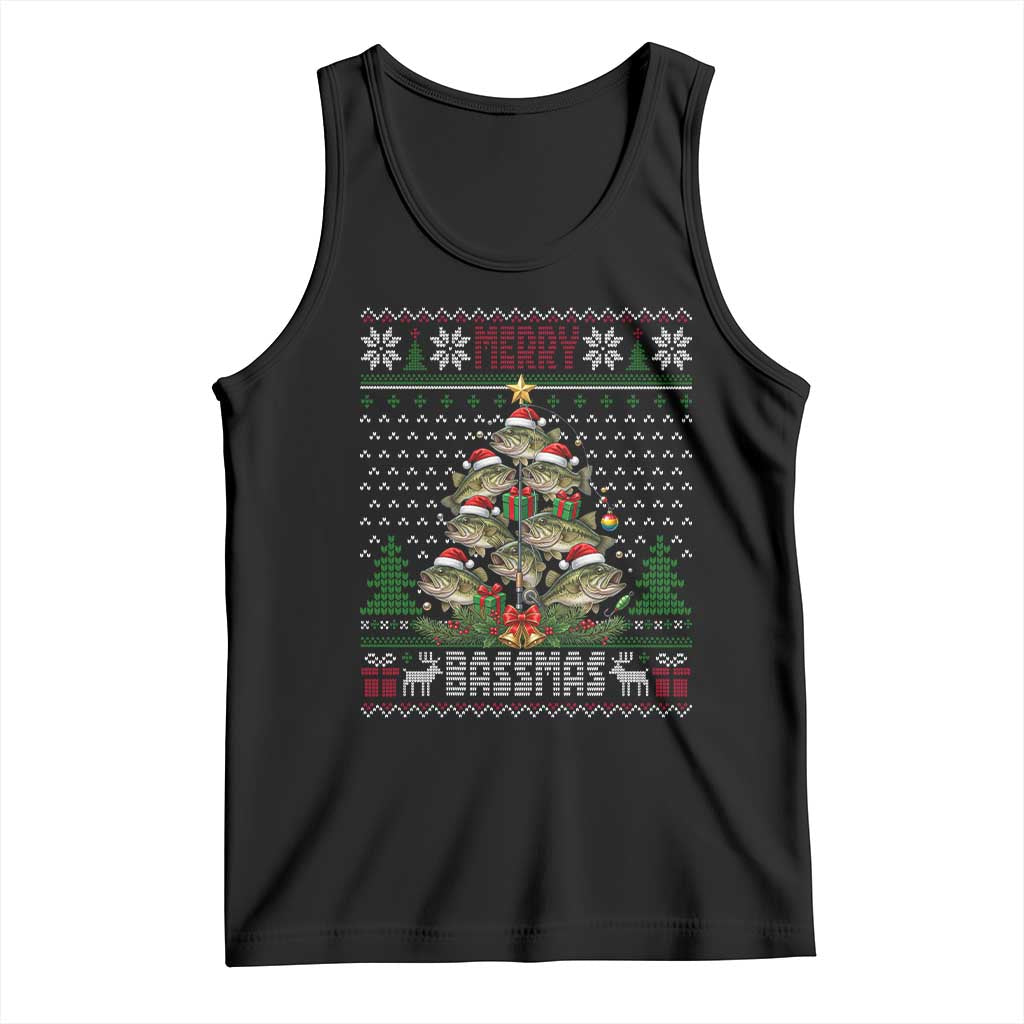 Funny Bass Fishing Christmas Tank Top Merry Bassmas Tree Holiday Gift