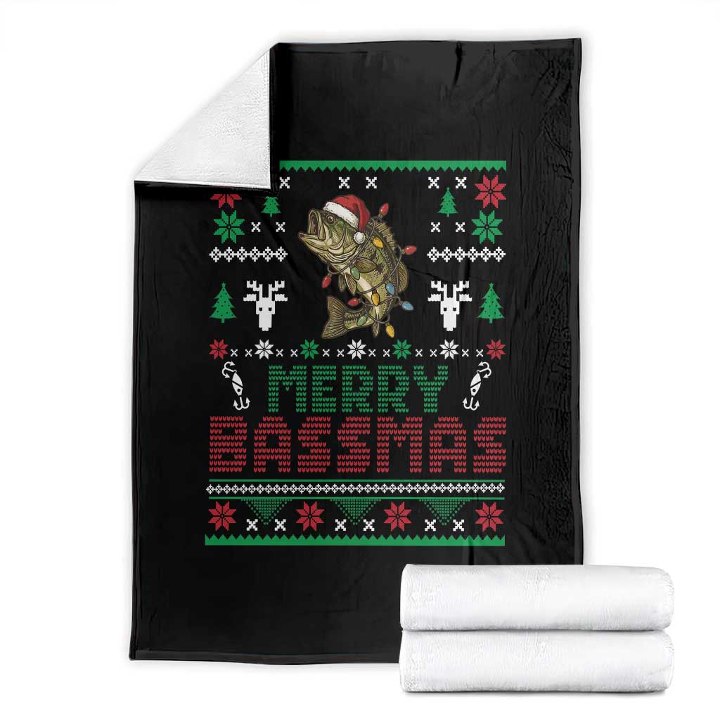 Bass Fishing Holiday Throw Blanket Funny Merry Bassmas Christmas Gift