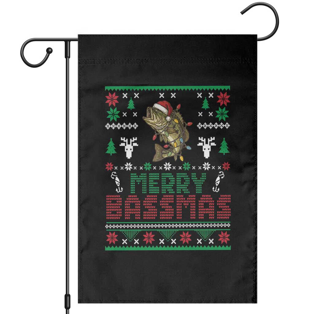 Bass Fishing Holiday Garden Flag Funny Merry Bassmas Christmas Gift