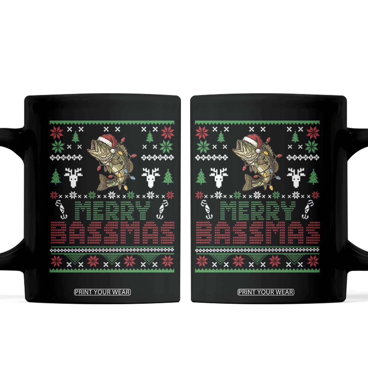 Bass Fishing Holiday Coffee Mug Funny Merry Bassmas Christmas Gift
