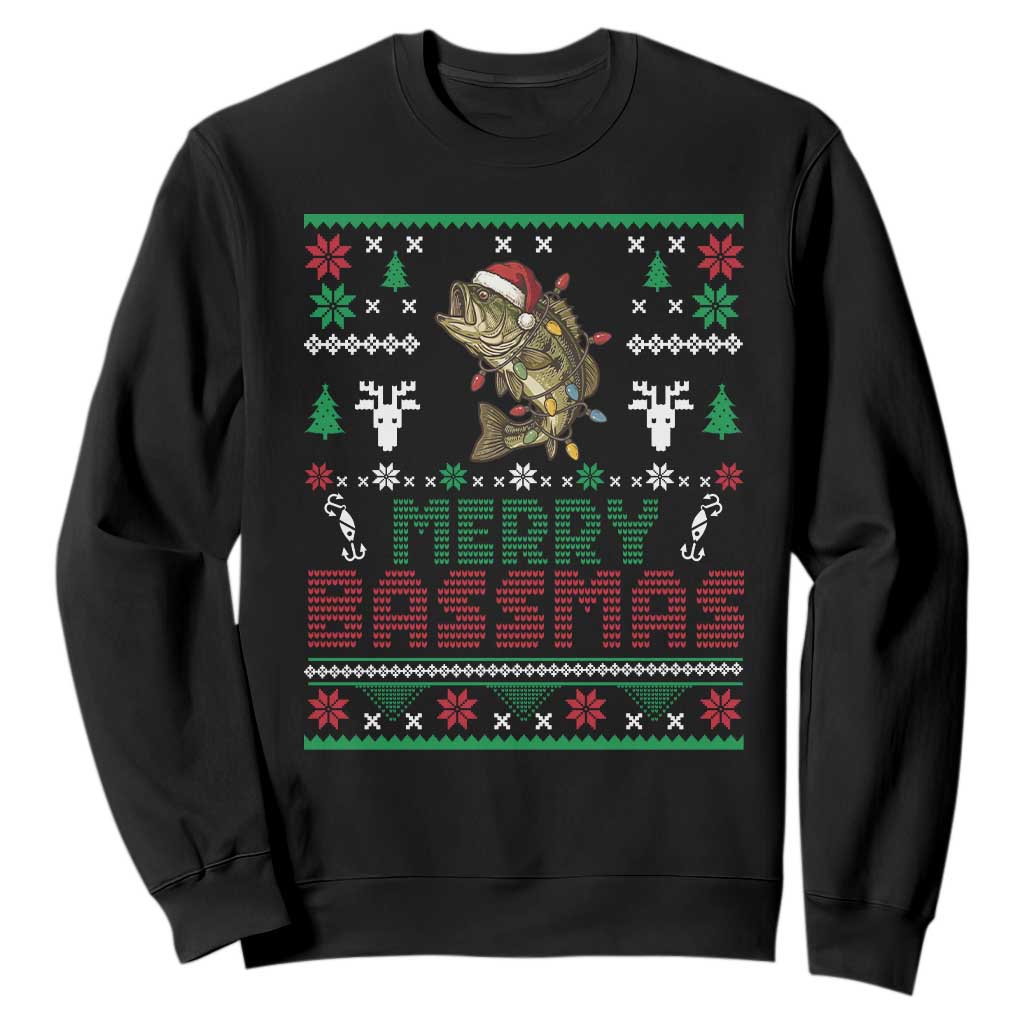Bass Fishing Holiday Sweatshirt Funny Merry Bassmas Christmas Gift