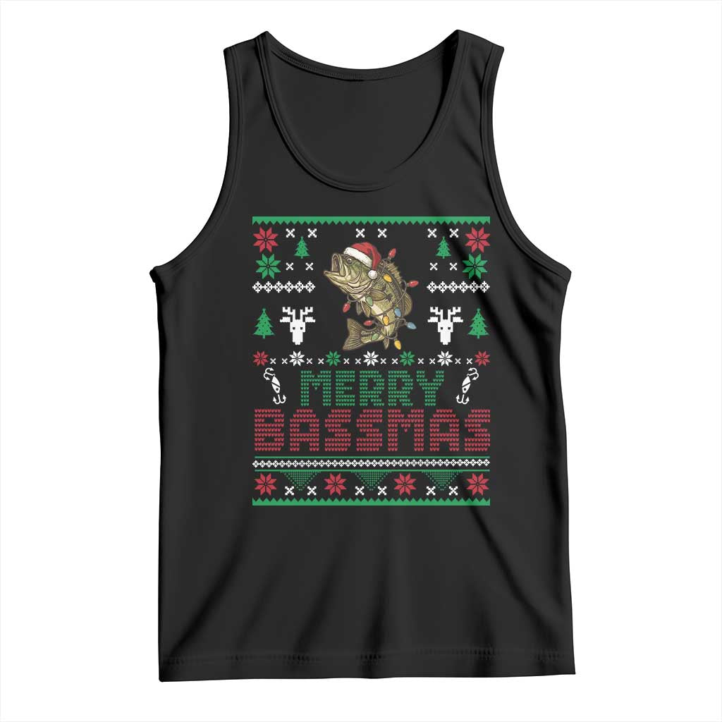 Bass Fishing Holiday Tank Top Funny Merry Bassmas Christmas Gift