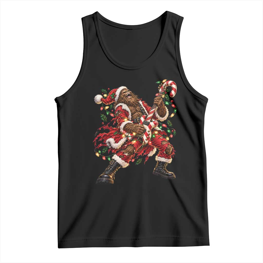 Funny Christmas Bigfoot Santa Tank Top Rocker Guitarist Rock Music Lover Gift