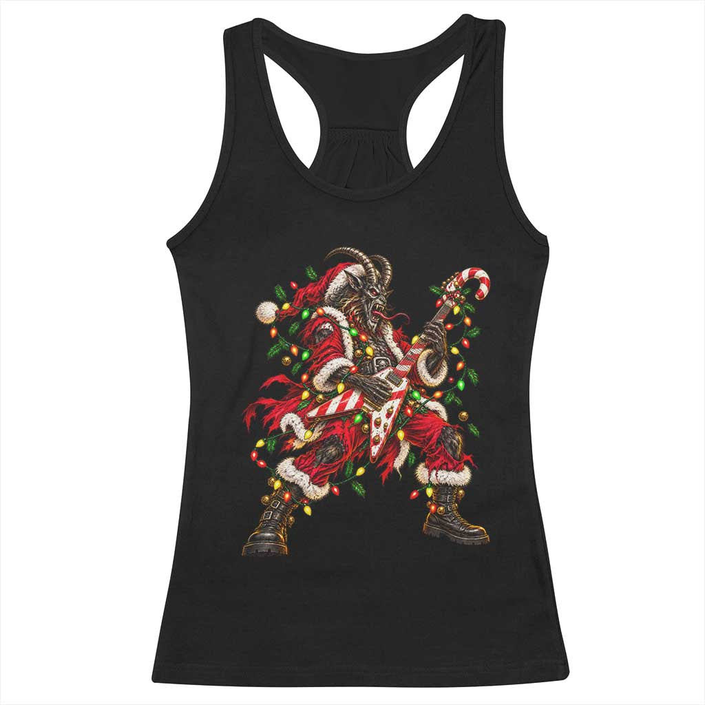 Funny Christmas Krampus Racerback Tank Top Rocker Guitarist Rock Music Lover Gift