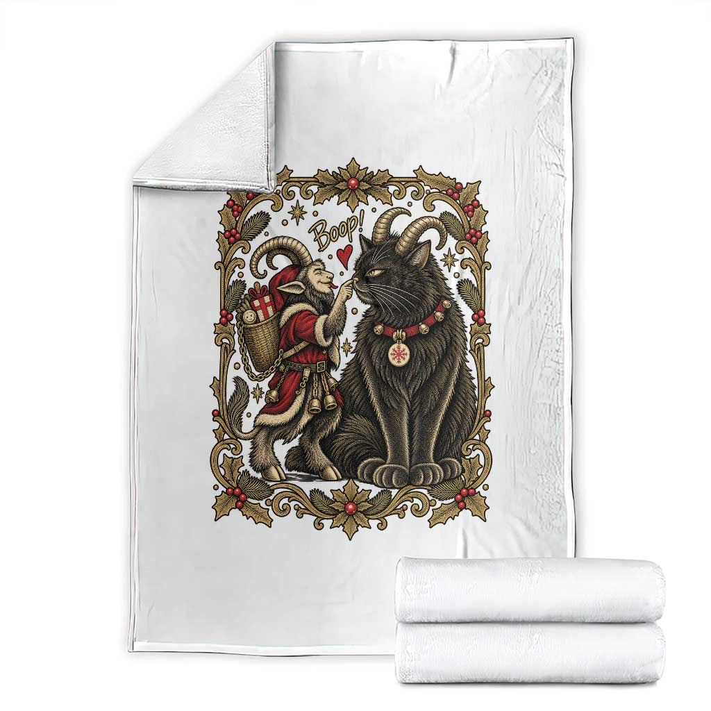 Christmas Boop Yule Cat Krampus Throw Blanket Gothic Folklore Vintage Holiday Gift
