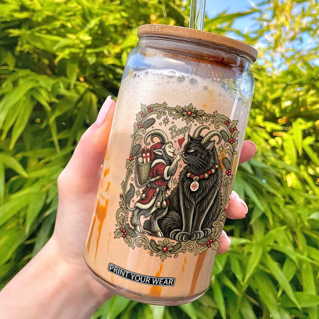 Christmas Boop Yule Cat Krampus Glass Can Gothic Folklore Vintage Holiday Gift