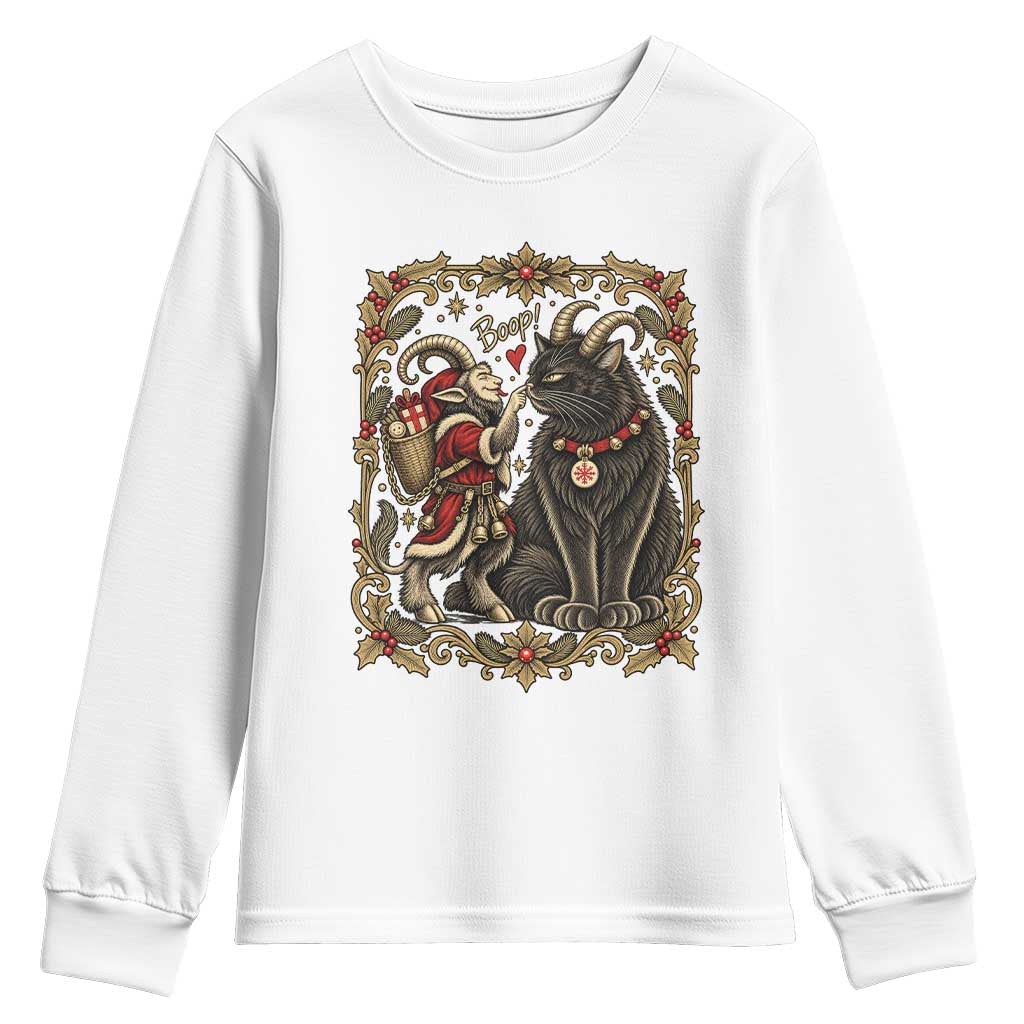 Christmas Boop Yule Cat Krampus Youth Sweatshirt Gothic Folklore Vintage Holiday Gift