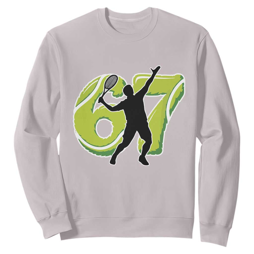 Funny Gen Z Alpha Gift Sweatshirt Six Seven Meme Tennis Lover TS12 Ice Gray Print Your Wear