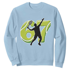 Funny Gen Z Alpha Gift Sweatshirt Six Seven Meme Tennis Lover TS12 Light Blue Print Your Wear