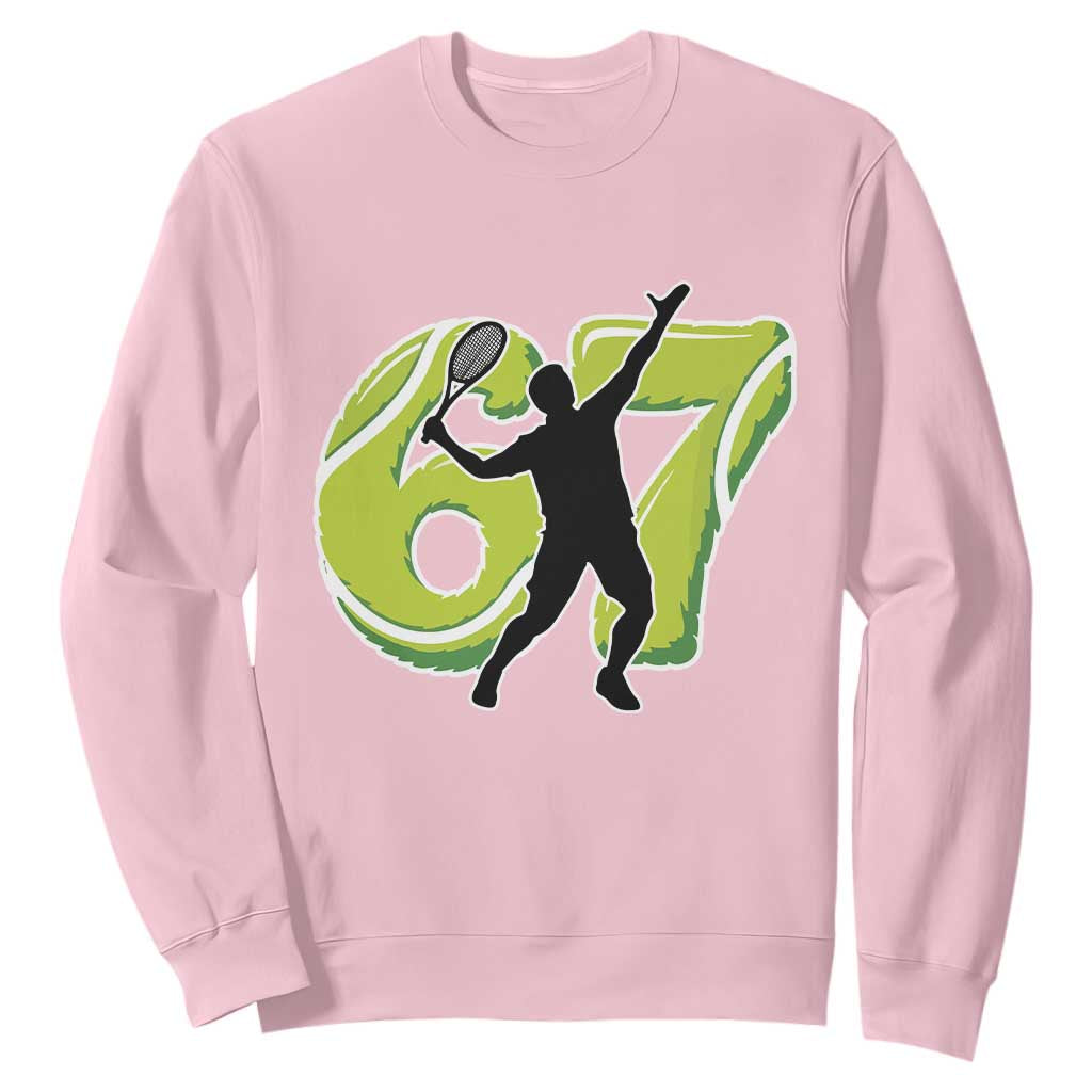 Funny Gen Z Alpha Gift Sweatshirt Six Seven Meme Tennis Lover TS12 Light Pink Print Your Wear