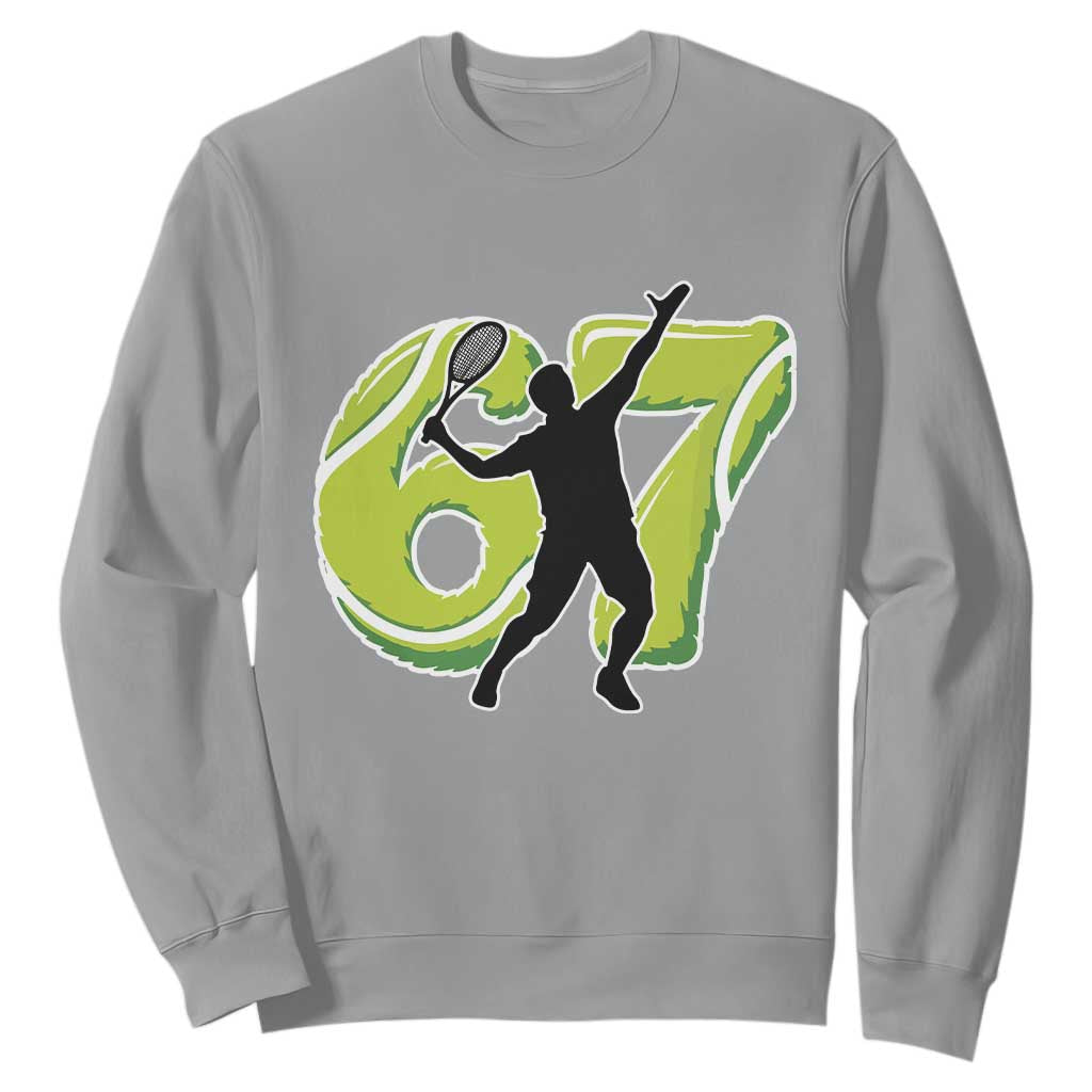 Funny Gen Z Alpha Gift Sweatshirt Six Seven Meme Tennis Lover TS12 Sport Gray Print Your Wear