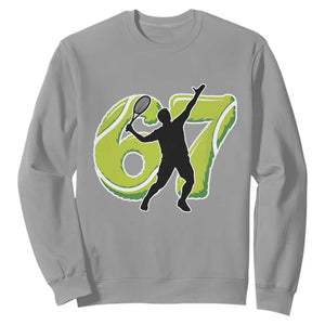 Funny Gen Z Alpha Gift Sweatshirt Six Seven Meme Tennis Lover TS12 Sport Gray Print Your Wear