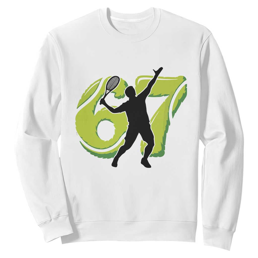 Funny Gen Z Alpha Gift Sweatshirt Six Seven Meme Tennis Lover TS12 White Print Your Wear