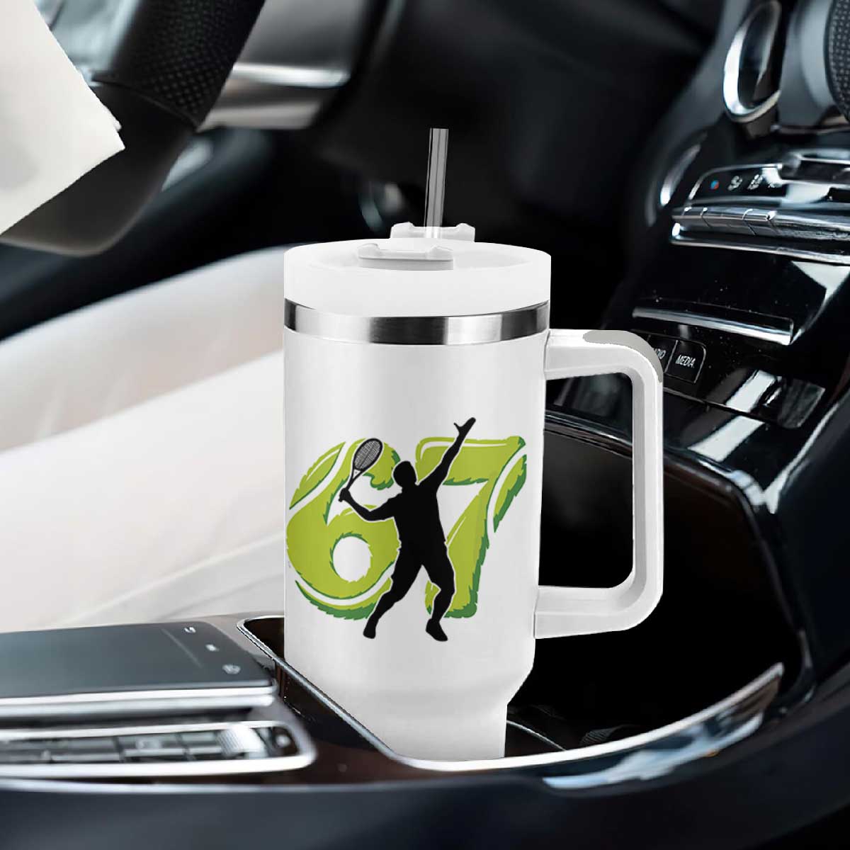 Funny Gen Z Alpha Gift Tumbler With Handle Six Seven Meme Tennis Lover TS12 Print Your Wear