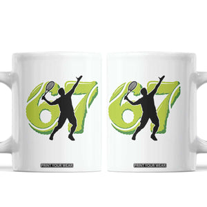 Funny Gen Z Alpha Gift Coffee Mug Six Seven Meme Tennis Lover TS12 White Print Your Wear