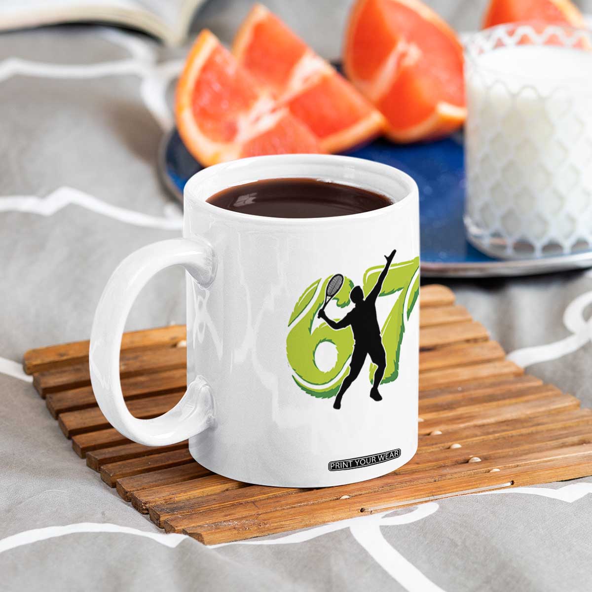 Funny Gen Z Alpha Gift Coffee Mug Six Seven Meme Tennis Lover TS12 Print Your Wear