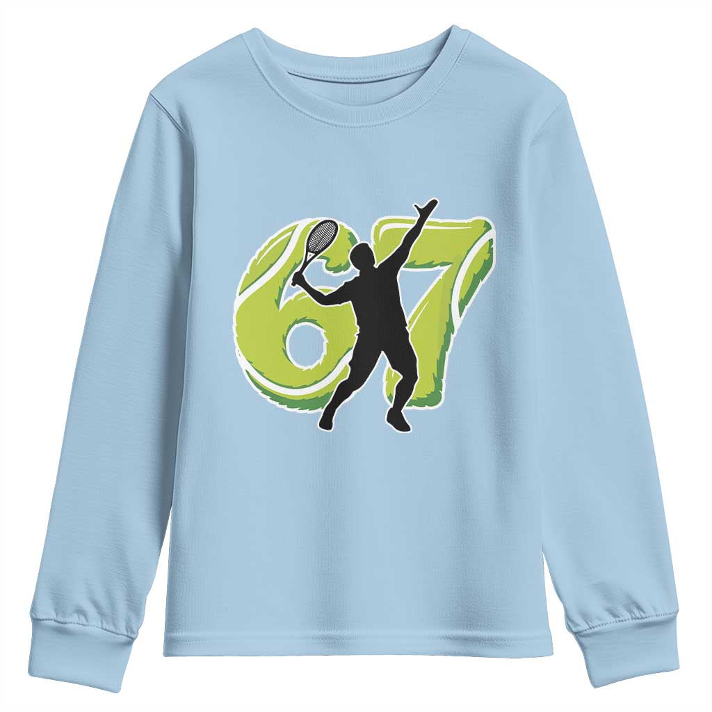 Funny Gen Z Alpha Gift Youth Sweatshirt Six Seven Meme Tennis Lover TS12 Light Blue Print Your Wear