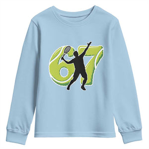 Funny Gen Z Alpha Gift Youth Sweatshirt Six Seven Meme Tennis Lover TS12 Light Blue Print Your Wear