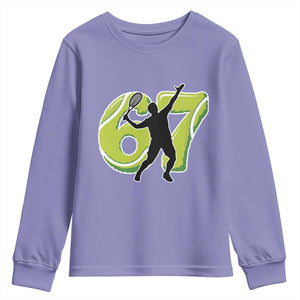 Funny Gen Z Alpha Gift Youth Sweatshirt Six Seven Meme Tennis Lover TS12 Violet Print Your Wear