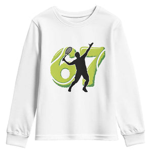 Funny Gen Z Alpha Gift Youth Sweatshirt Six Seven Meme Tennis Lover TS12 White Print Your Wear