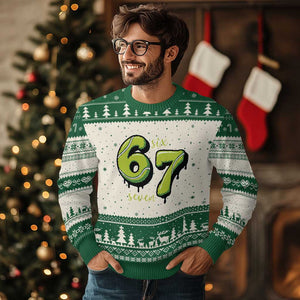 Six Seven Meme Tennis Lover Ugly Christmas Sweater Gen Alpha Slang Gift TS12 Beige Green Print Your Wear