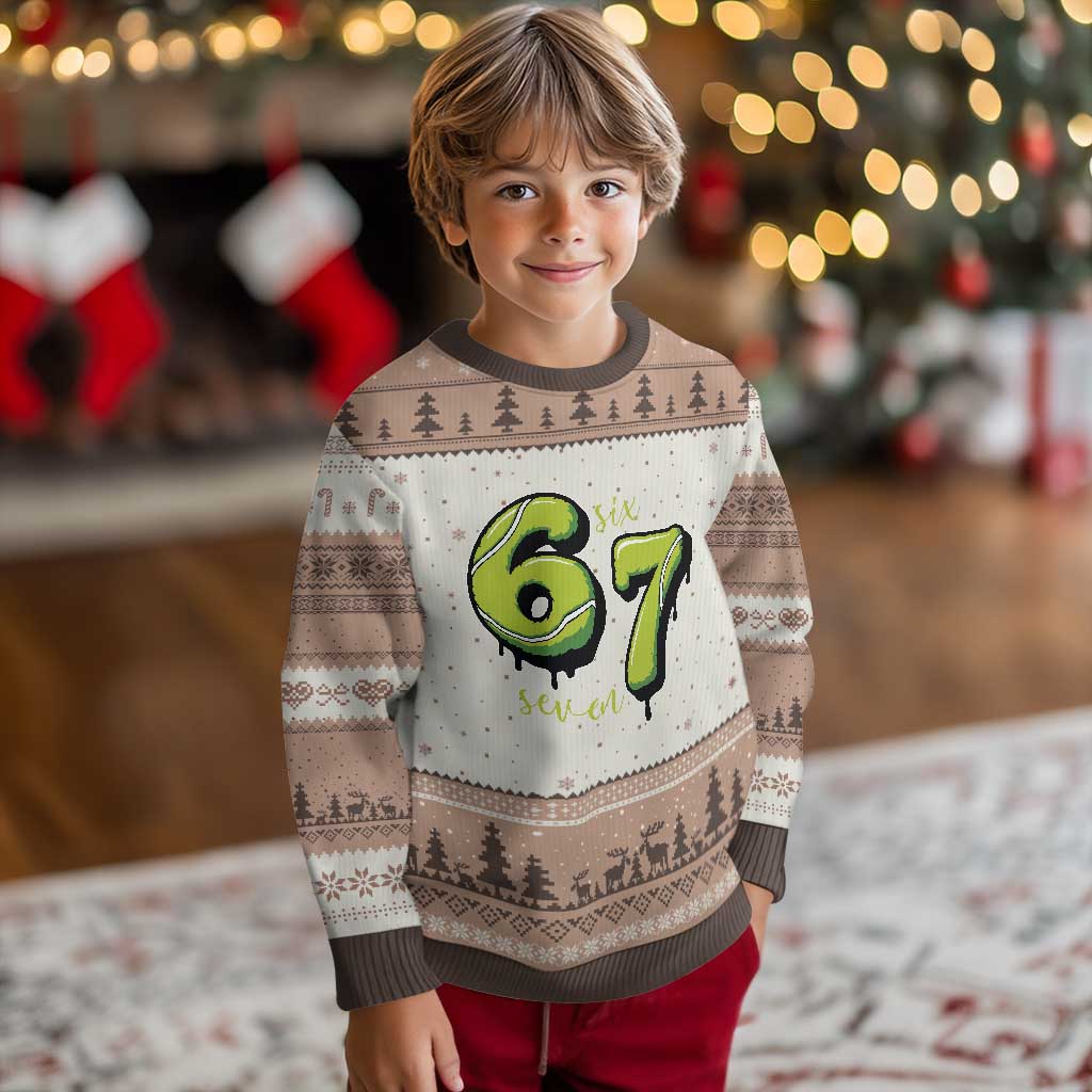 Six Seven Meme Tennis Lover Ugly Christmas Sweater Gen Alpha Slang Gift TS12 Mocha Mousse Print Your Wear