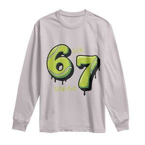 Six Seven Meme Tennis Lover Long Sleeve Shirt Gen Alpha Slang Gift TS12 Ice Gray Print Your Wear