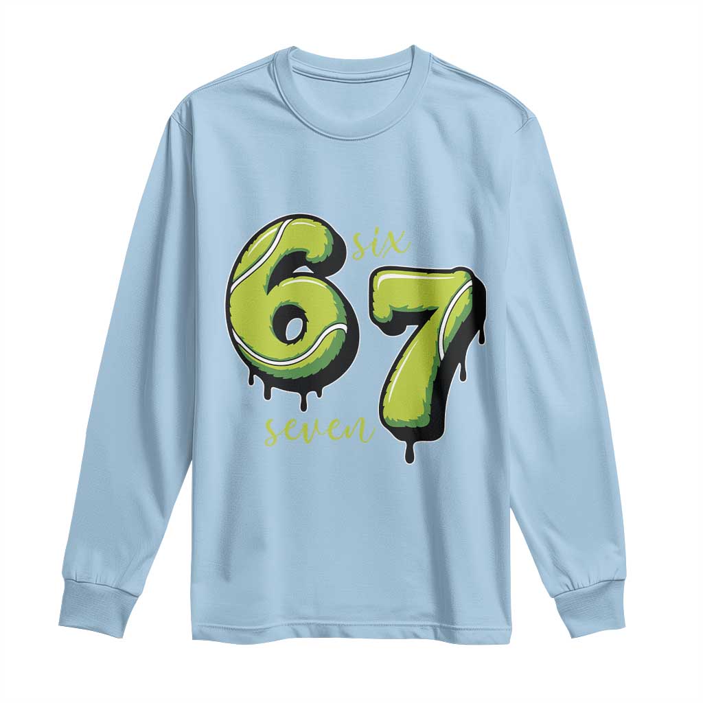 Six Seven Meme Tennis Lover Long Sleeve Shirt Gen Alpha Slang Gift TS12 Light Blue Print Your Wear