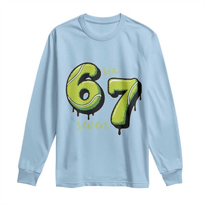 Six Seven Meme Tennis Lover Long Sleeve Shirt Gen Alpha Slang Gift TS12 Light Blue Print Your Wear