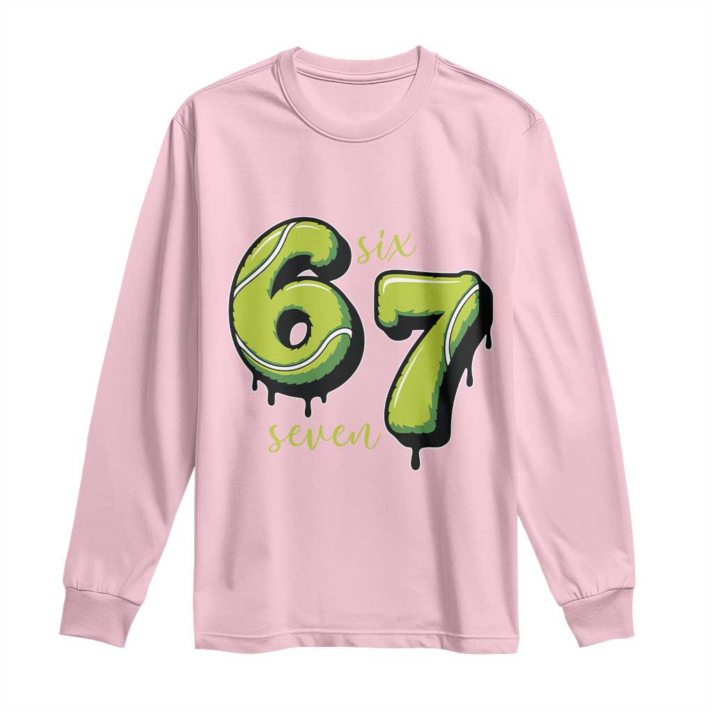 Six Seven Meme Tennis Lover Long Sleeve Shirt Gen Alpha Slang Gift TS12 Light Pink Print Your Wear