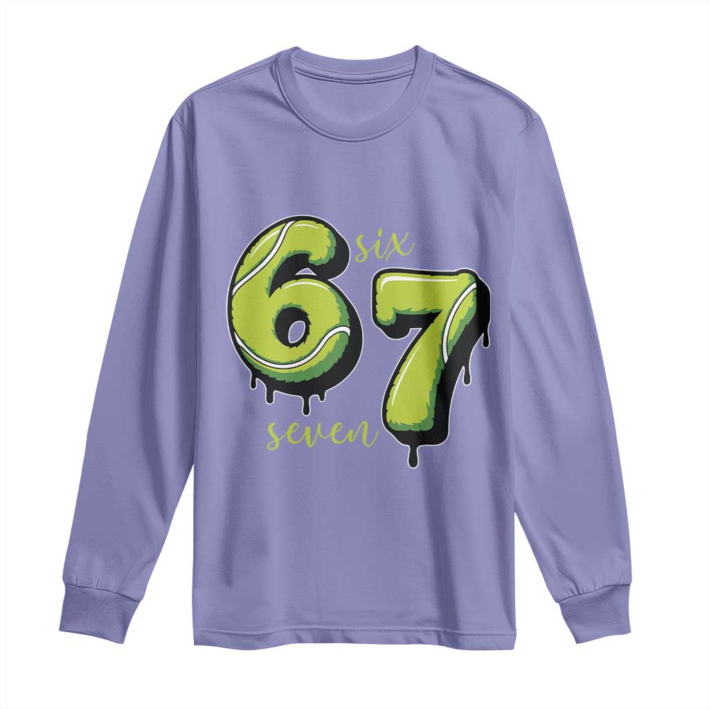 Six Seven Meme Tennis Lover Long Sleeve Shirt Gen Alpha Slang Gift TS12 Violet Print Your Wear