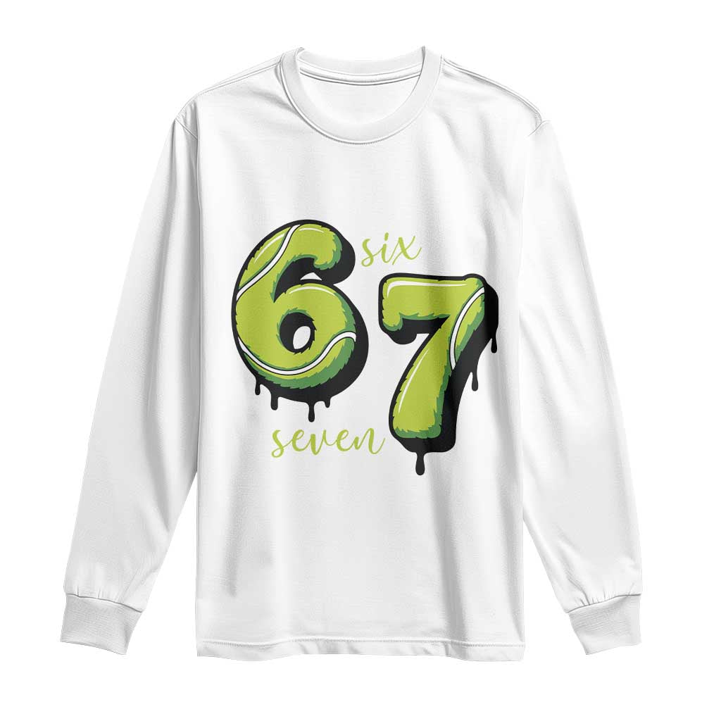 Six Seven Meme Tennis Lover Long Sleeve Shirt Gen Alpha Slang Gift TS12 White Print Your Wear