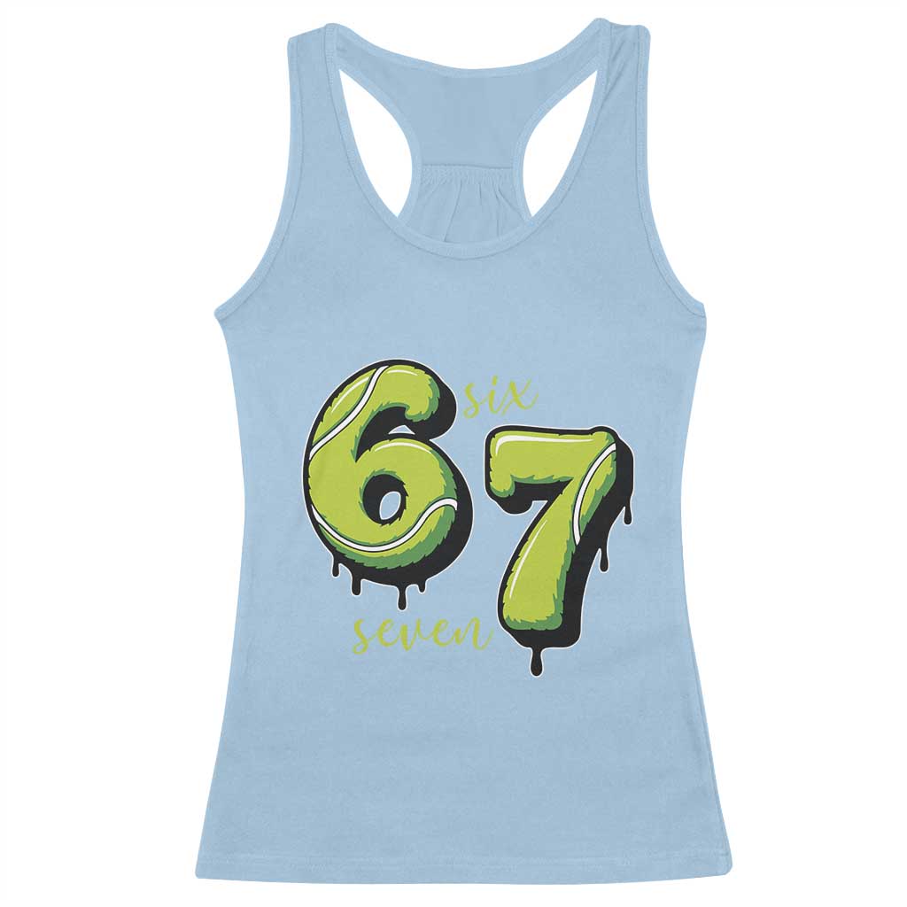 Six Seven Meme Tennis Lover Racerback Tank Top Gen Alpha Slang Gift TS12 Light Blue Print Your Wear