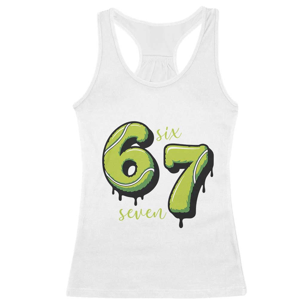 Six Seven Meme Tennis Lover Racerback Tank Top Gen Alpha Slang Gift TS12 White Print Your Wear