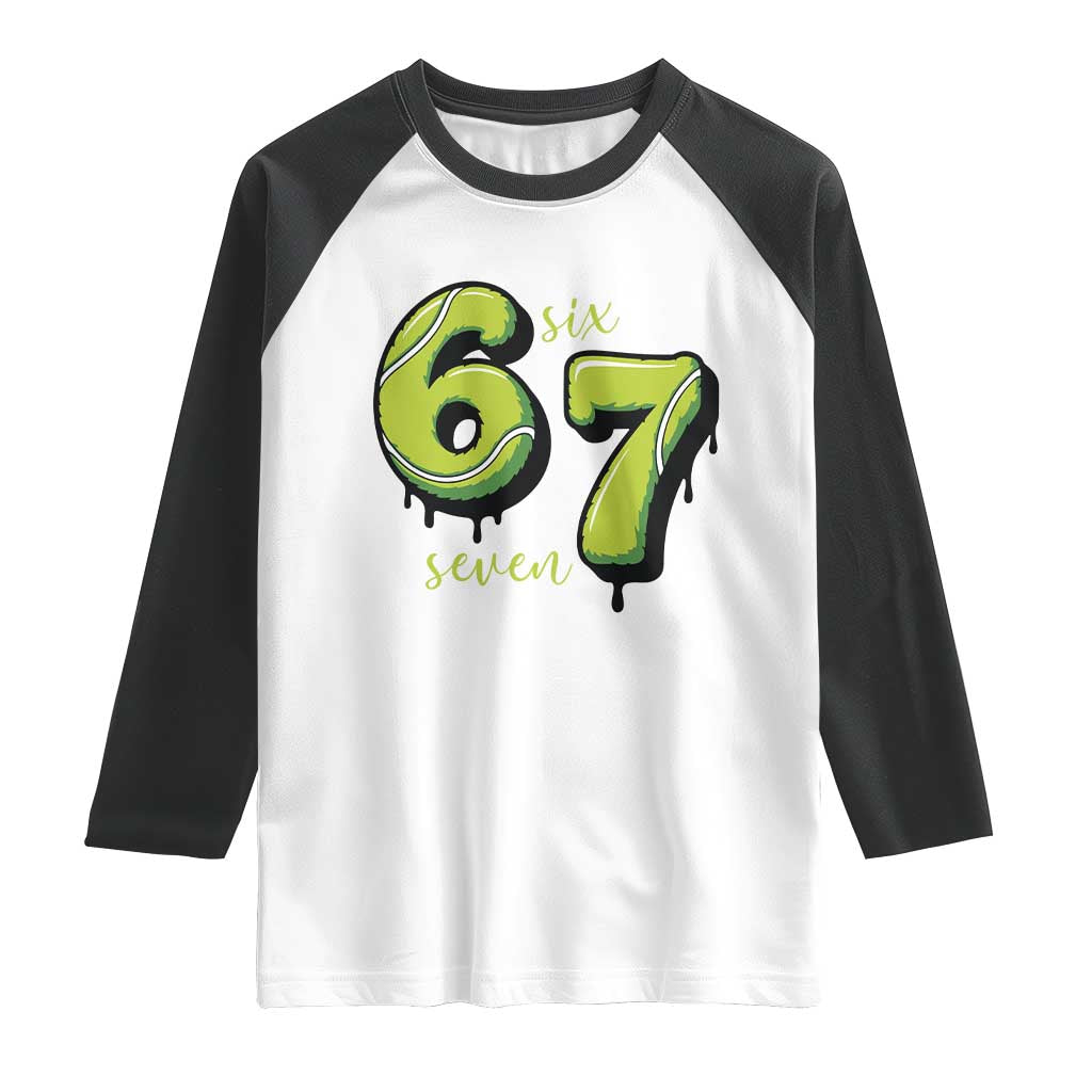 Six Seven Meme Tennis Lover Raglan Shirt Gen Alpha Slang Gift TS12 White Black Print Your Wear