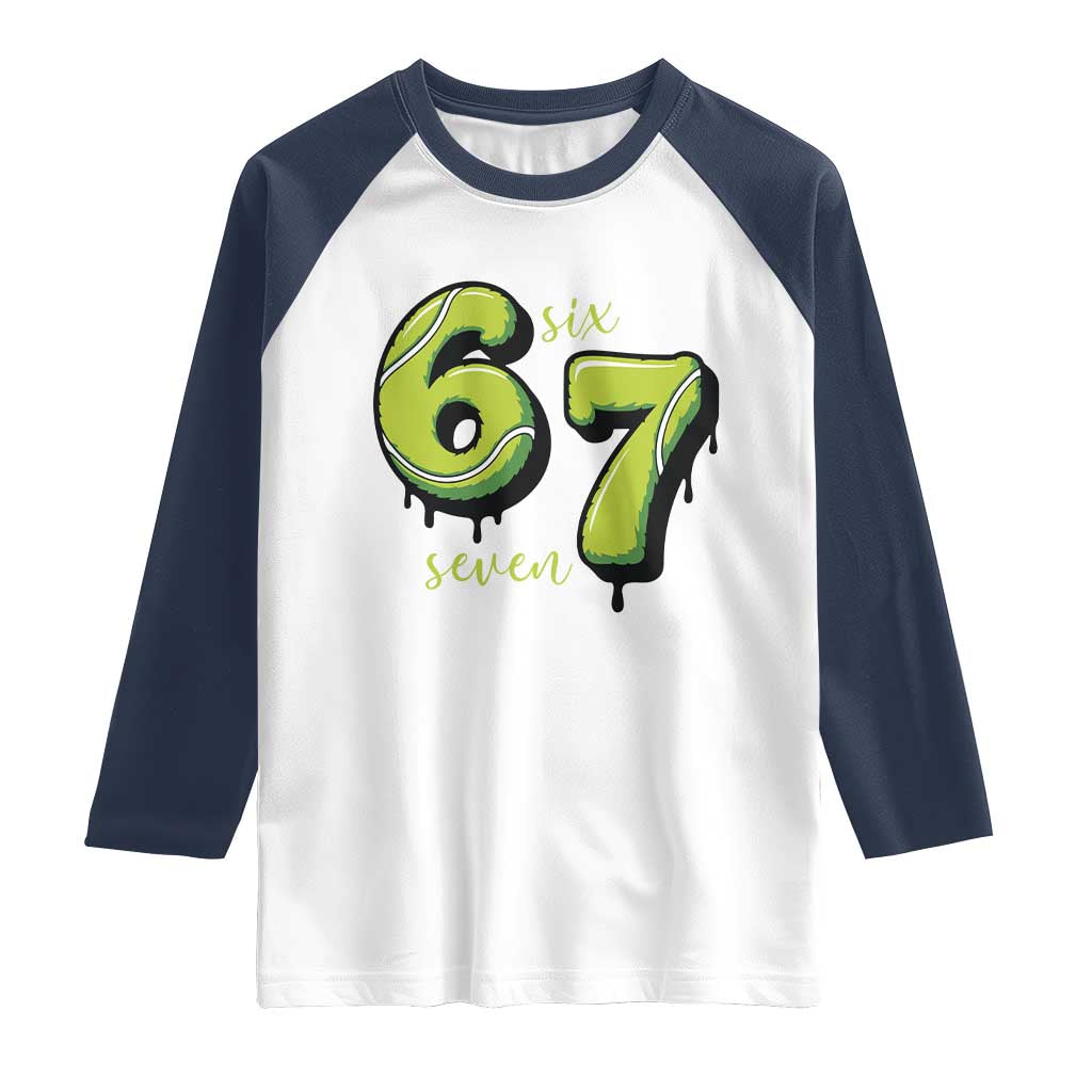 Six Seven Meme Tennis Lover Raglan Shirt Gen Alpha Slang Gift TS12 White Navy Print Your Wear