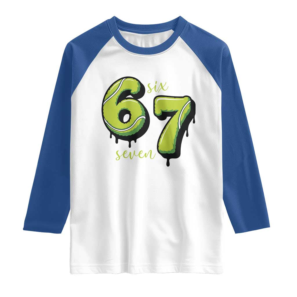Six Seven Meme Tennis Lover Raglan Shirt Gen Alpha Slang Gift TS12 White Royal Print Your Wear