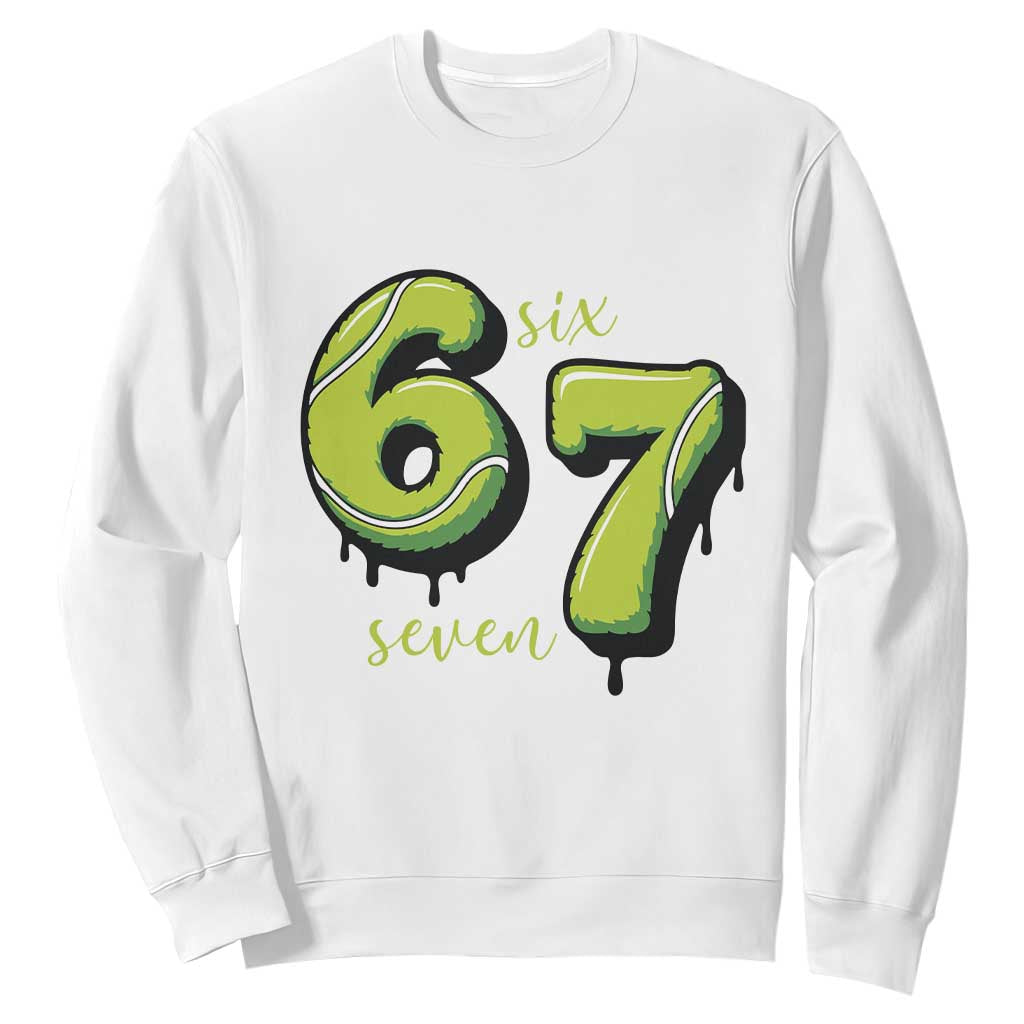 Six Seven Meme Tennis Lover Sweatshirt Gen Alpha Slang Gift TS12 White Print Your Wear