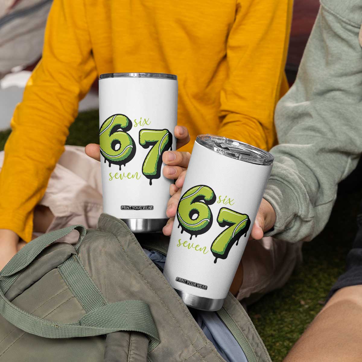 Six Seven Meme Tennis Lover Tumbler Cup Gen Alpha Slang Gift TS12 Print Your Wear
