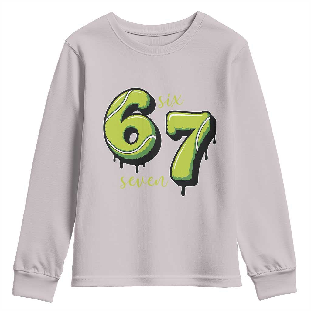 Six Seven Meme Tennis Lover Youth Sweatshirt Gen Alpha Slang Gift TS12 Ice Gray Print Your Wear