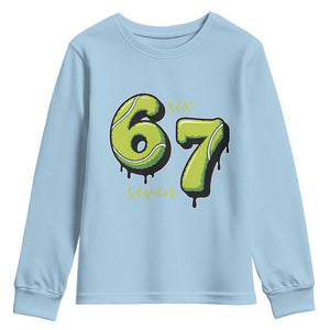 Six Seven Meme Tennis Lover Youth Sweatshirt Gen Alpha Slang Gift TS12 Light Blue Print Your Wear
