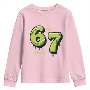 Six Seven Meme Tennis Lover Youth Sweatshirt Gen Alpha Slang Gift TS12 Light Pink Print Your Wear
