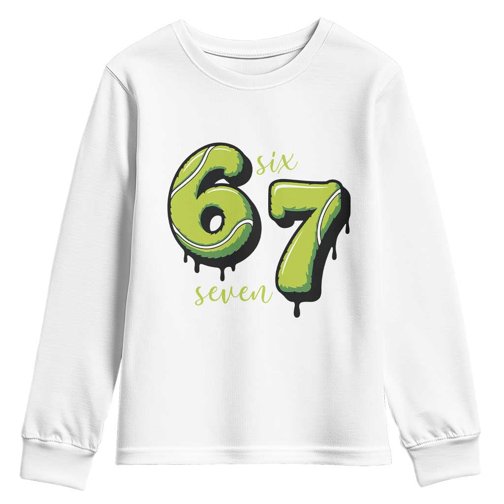 Six Seven Meme Tennis Lover Youth Sweatshirt Gen Alpha Slang Gift TS12 White Print Your Wear