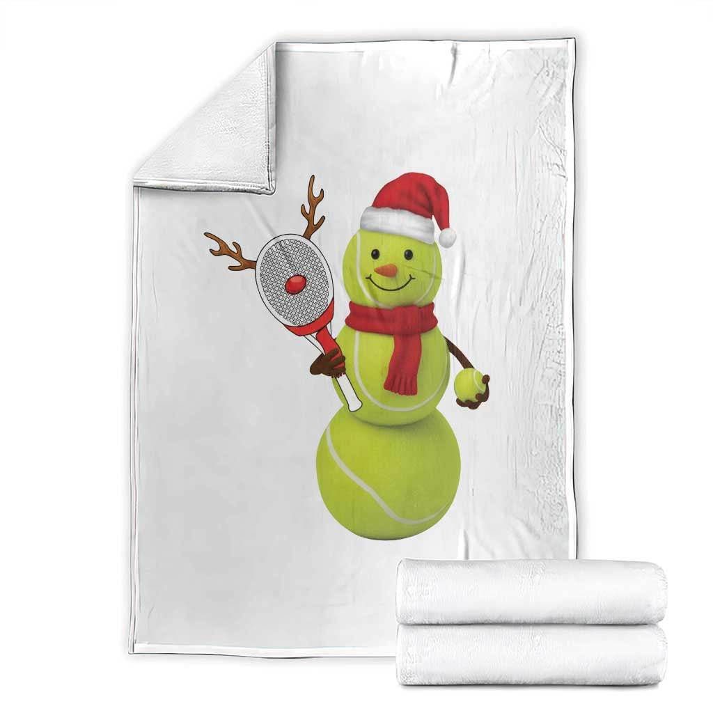 Funny Christmas Tennis Snowman Throw Blanket Tennis Lover Gift TS12 Black Print Your Wear