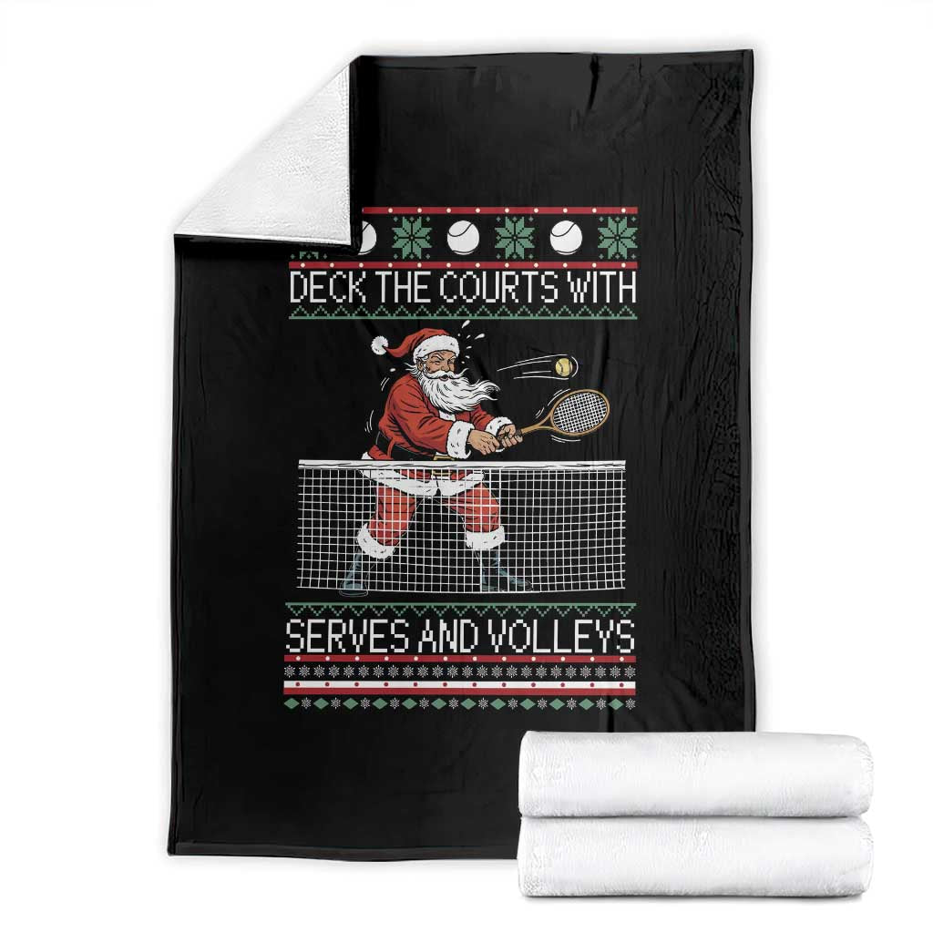 Deck The Courts With Serves And Volleys Throw Blanket Funny Tennis Ugly Christmas TS12 Black Print Your Wear