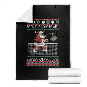 Deck The Courts With Serves And Volleys Throw Blanket Funny Tennis Ugly Christmas TS12 Black Print Your Wear