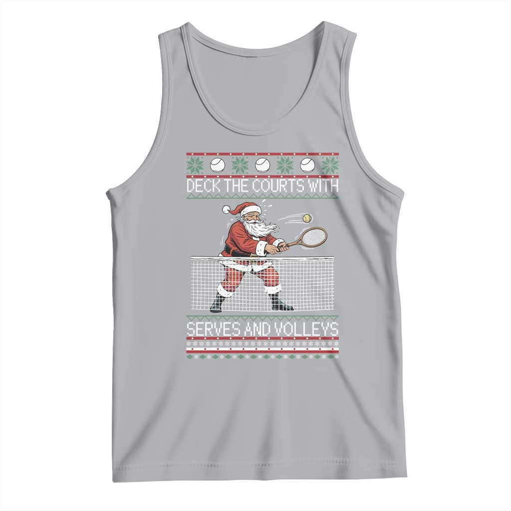 Deck The Courts With Serves And Volleys Tank Top Funny Tennis Ugly Christmas TS12 Athletic Heather Print Your Wear
